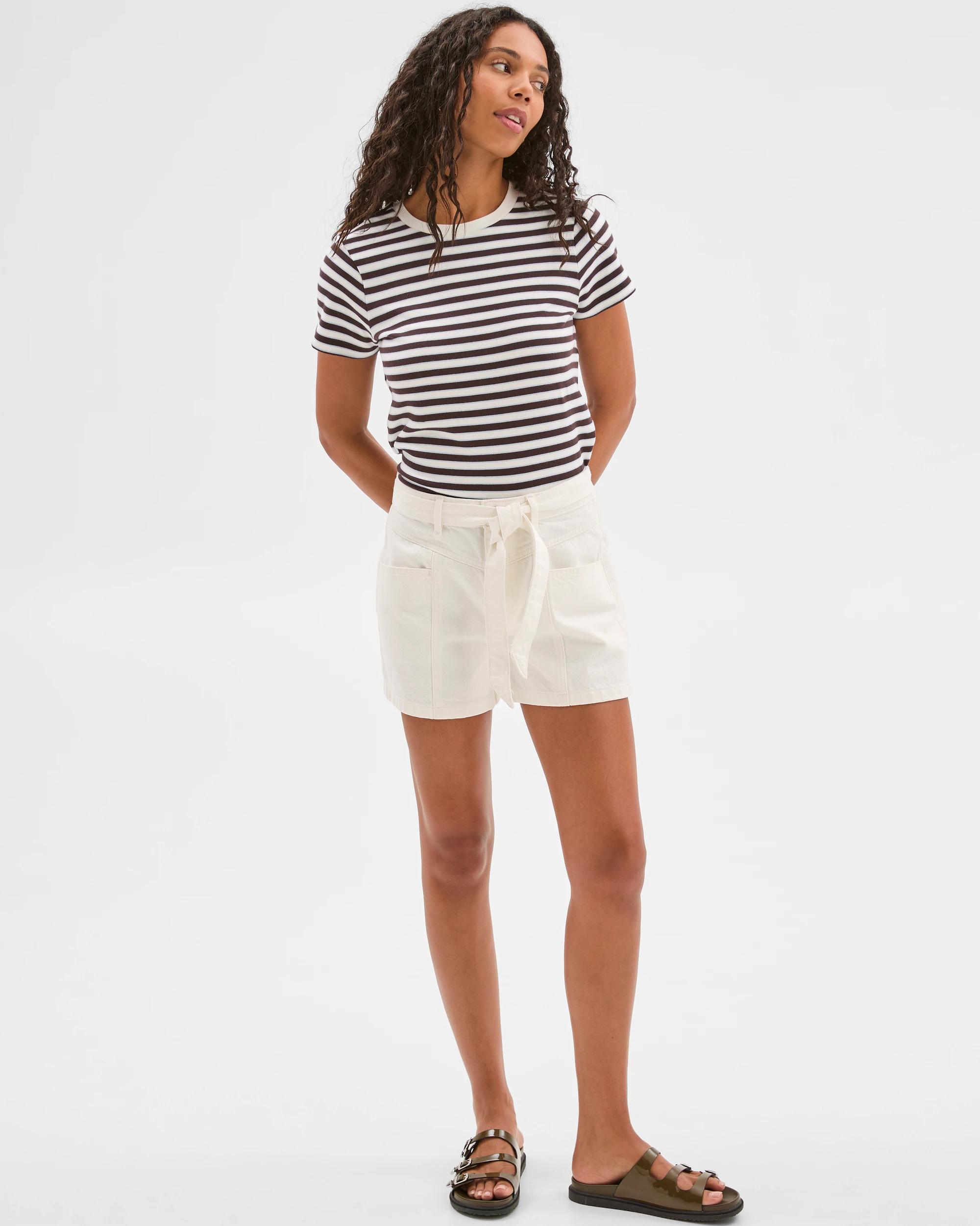 1 Target Belted Denim Shorts WHITE, 1 of 5