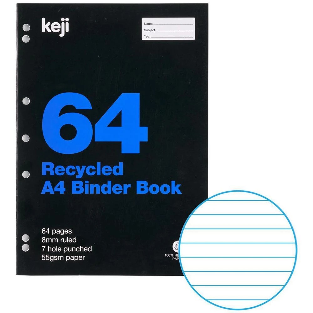 1 Keji A4 55gsm 8mm Ruled Binder Book 64 Page, 1 of 3