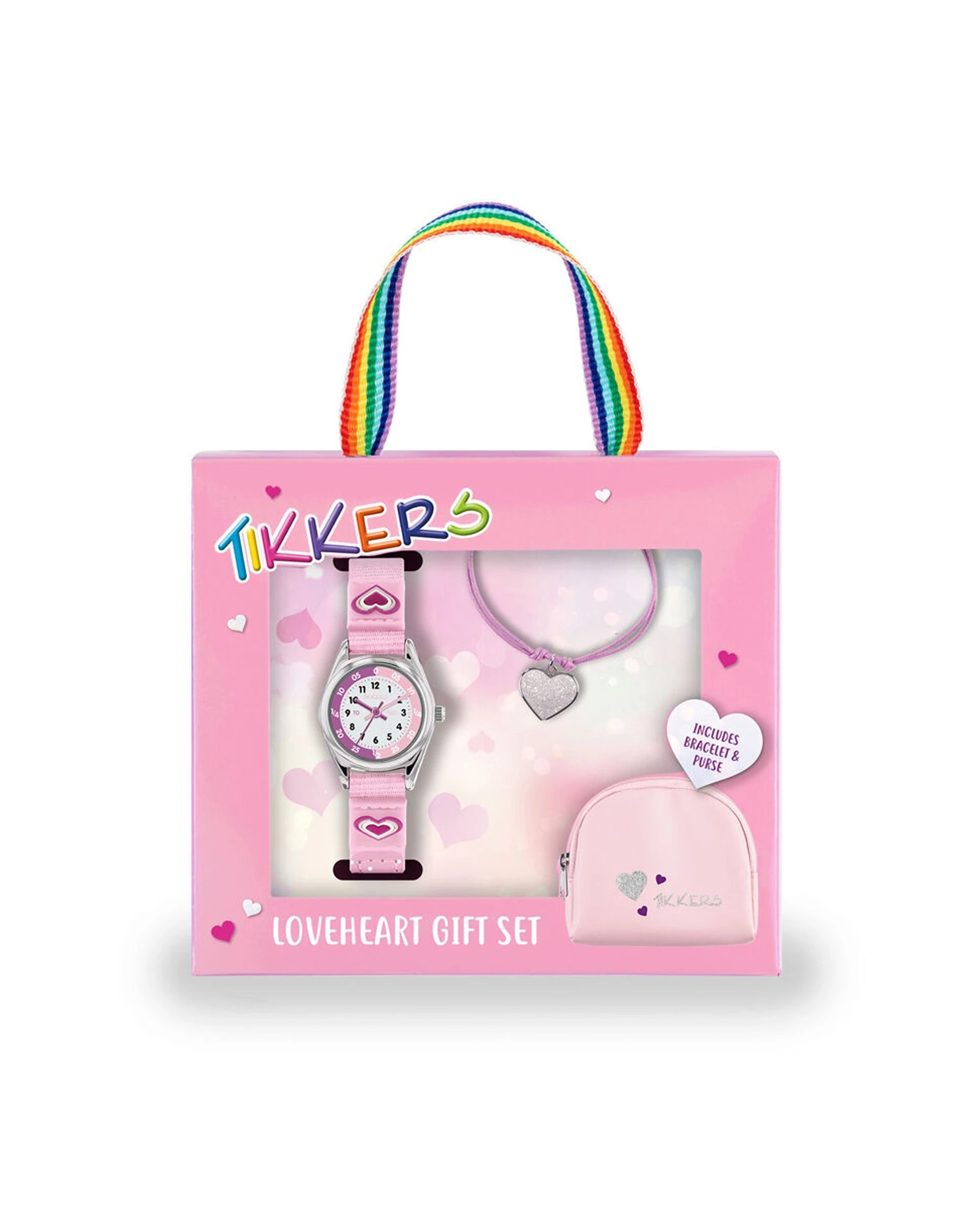 1 Tikkers Time Heart Dial Watch With Straps Purse Necklace - Pink, 1 of 1