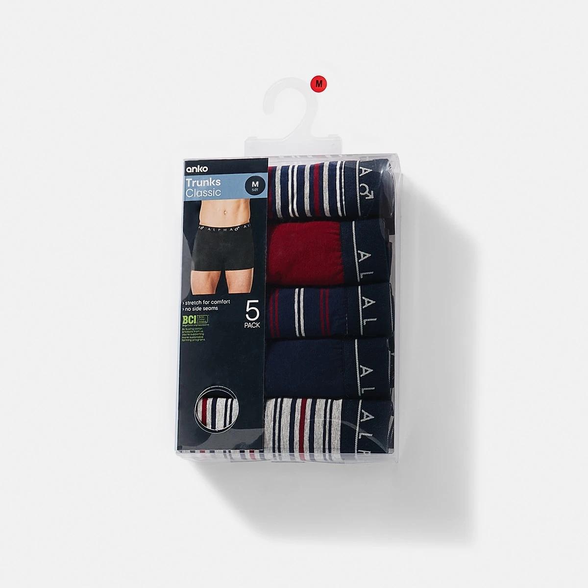 10 5 Pack Stripe and Plain Trunks RED NAVY GREY MULTI, 10 of 10