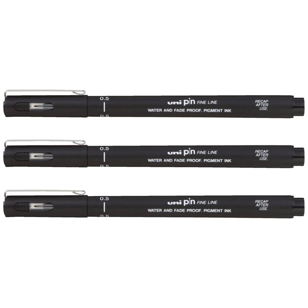 2 Uni Pin Fineliners 0.5mm Black 3 Pack, 2 of 2