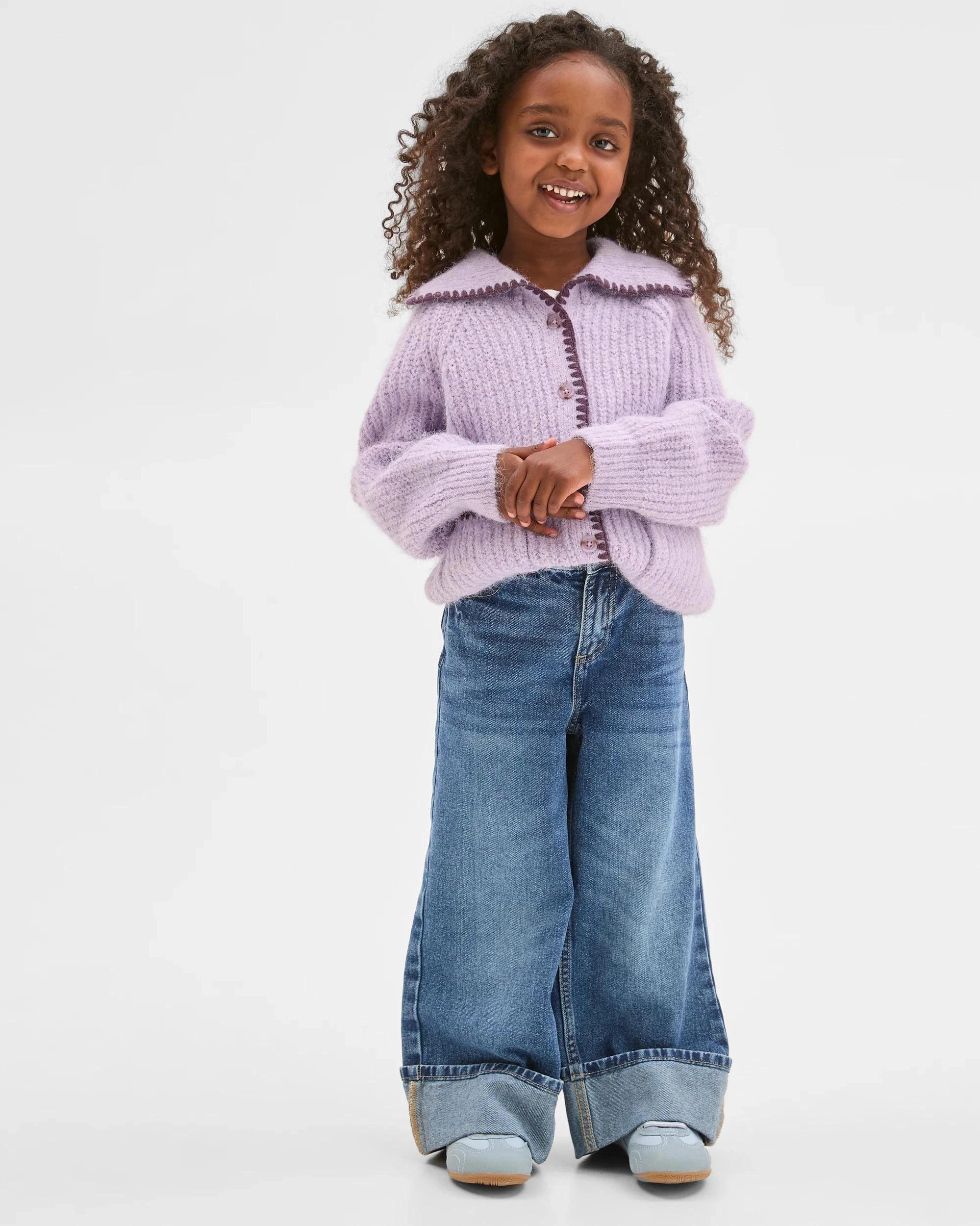 5 Target Kids Long Sleeve Blanket Stitch Cardigan PURPLE, 5 of 8