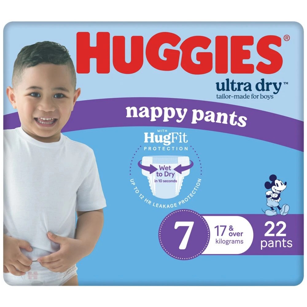Huggies Ultra Dry Nappy Pants Size 7 Boy 22 Pack - Kmart