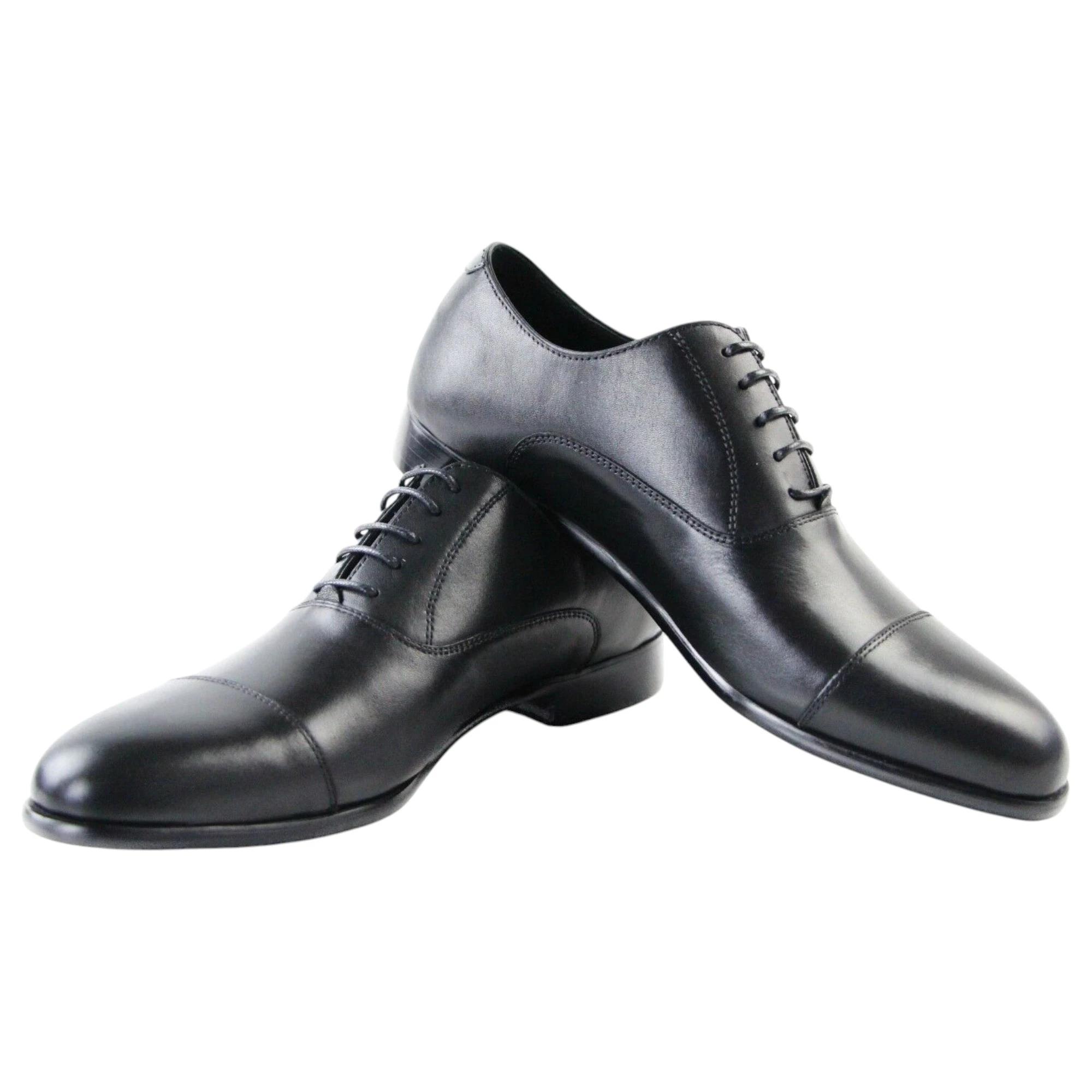 2 Zasel Danny Leather Lace Up Dress Casual Work Everyday Mens Shoes Black, 2 of 4