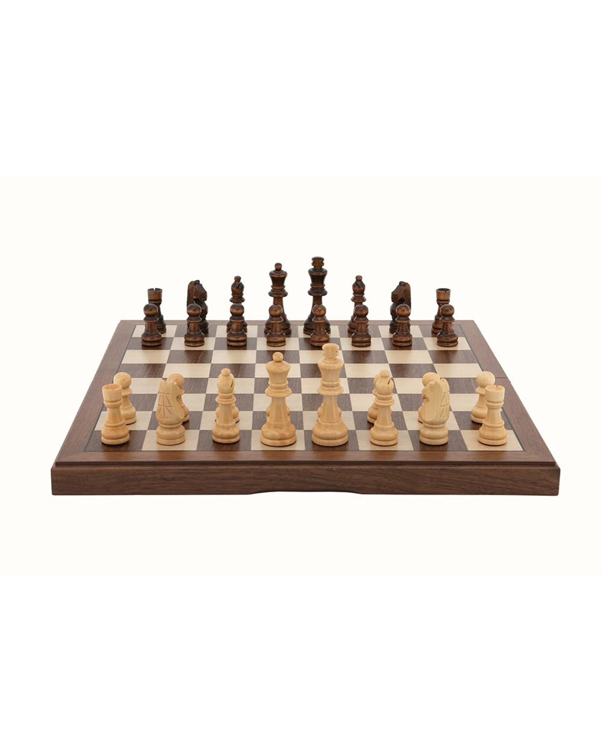 2 Dal Rossi 15 inch Walnut Inlaid Folding Chess Set, 2 of 5