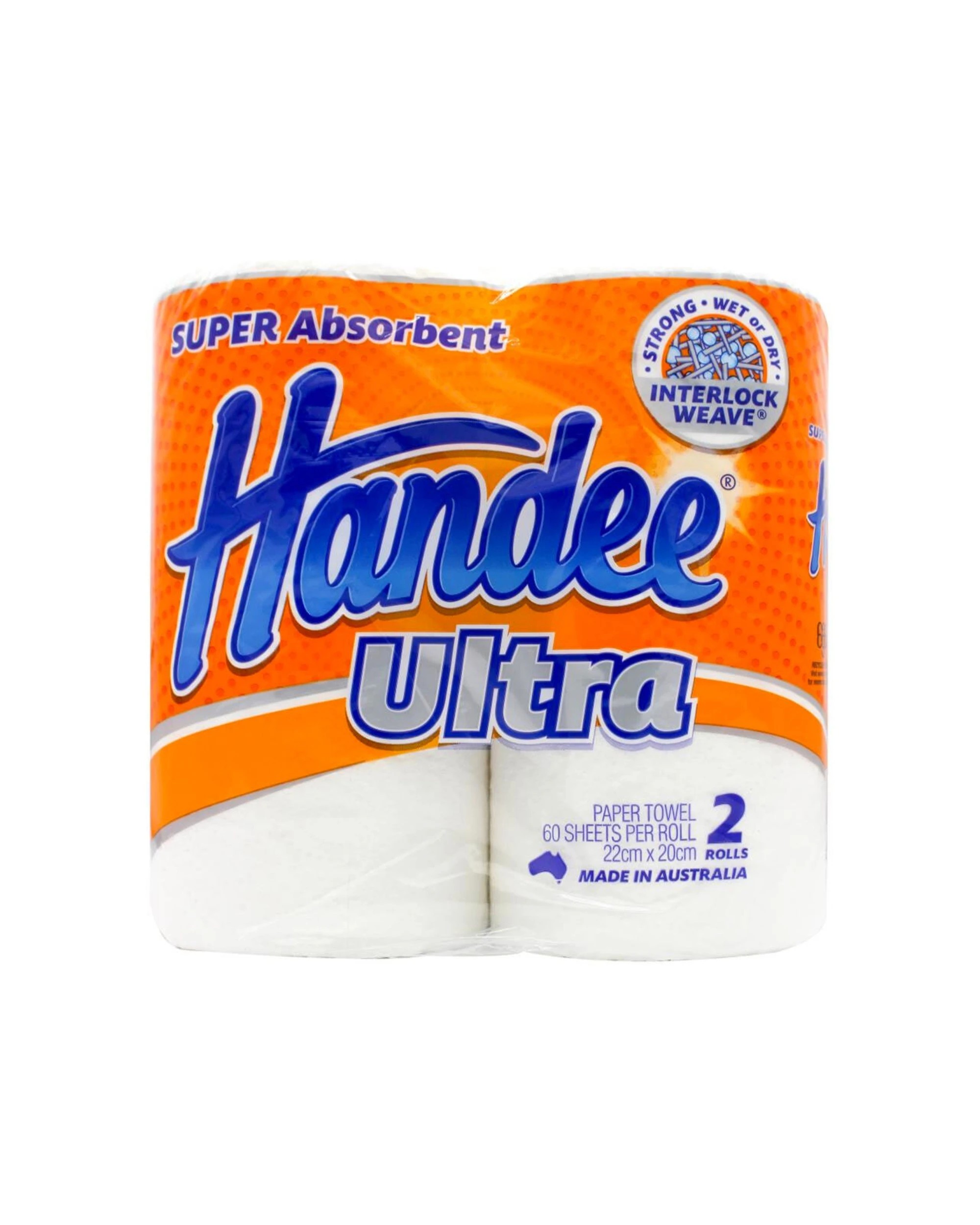 2 Handee 6x 2pc Ultra 60 Sheets Paper Towel 2-Ply Quilted Absorbent Strong Pack - White, 2 of 5