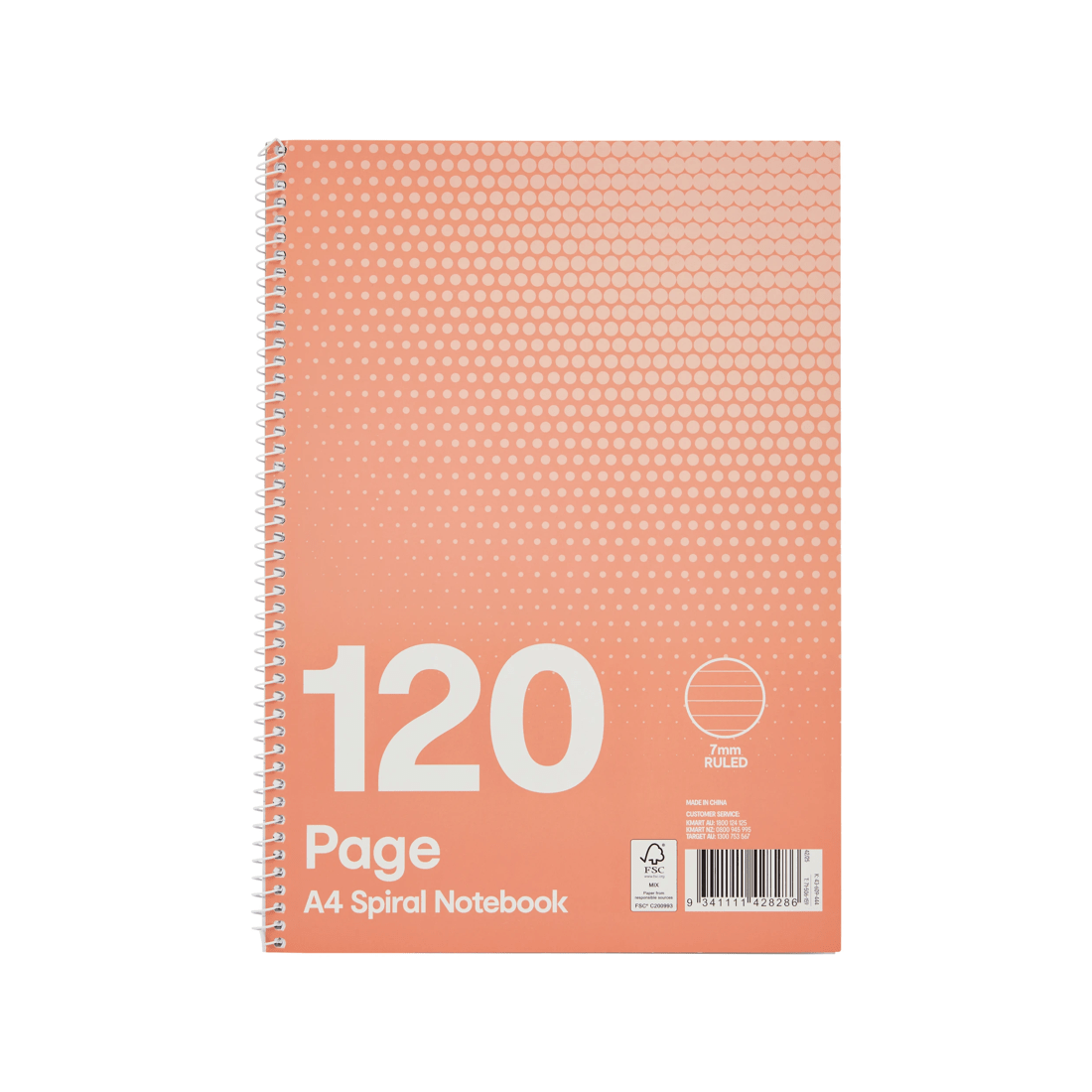 1 120 Page A4 Spiral Notebook - Pink, 1 of 4