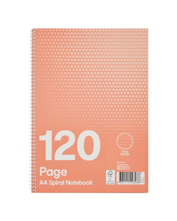 120 Page A4 Spiral Notebook - Pink
