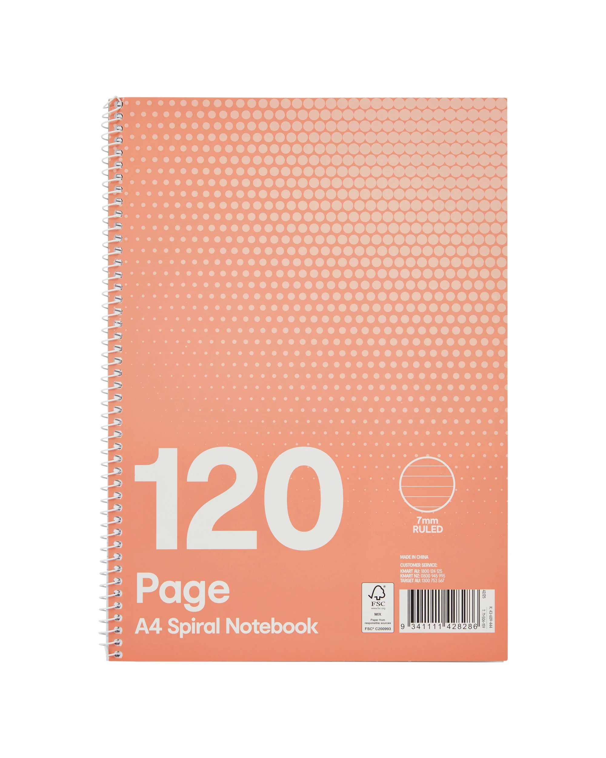 1 120 Page A4 Spiral Notebook - Pink, 1 of 4