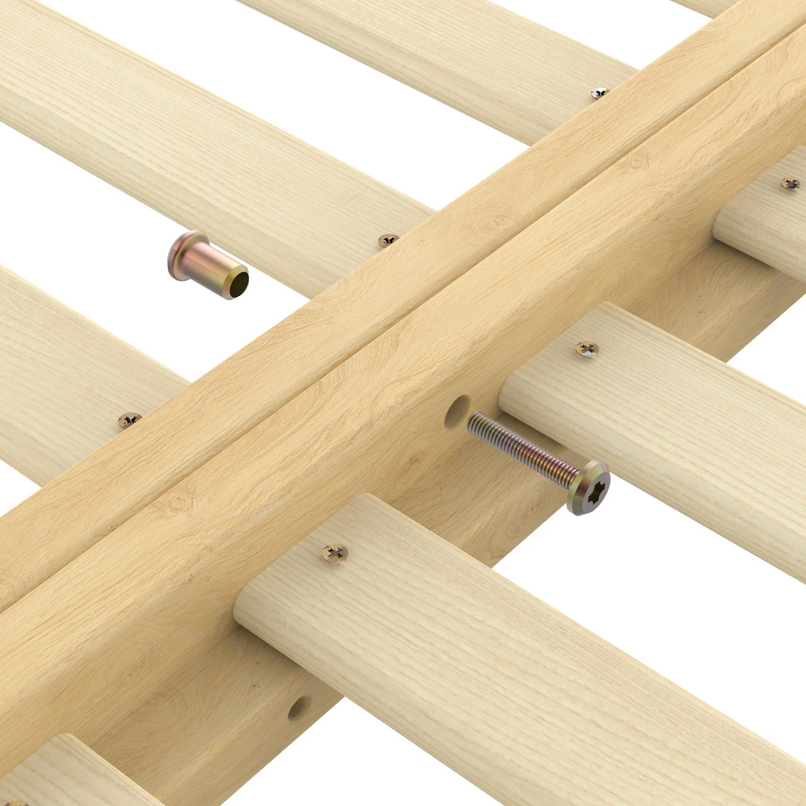 9 Alfordson Bed Frame 2x Single Size Trundle Wooden Mattress Base Timber - Natural, 9 of 10