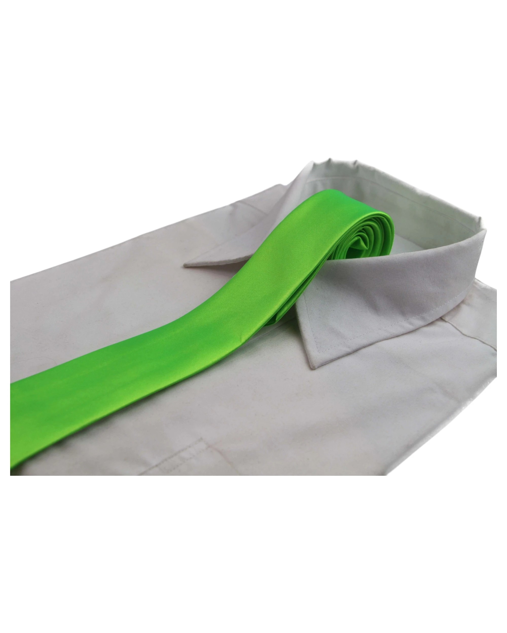 1 Zasel Mens Fluro Green 5cm Skinny Plain Neck Tie - Green, 1 of 1