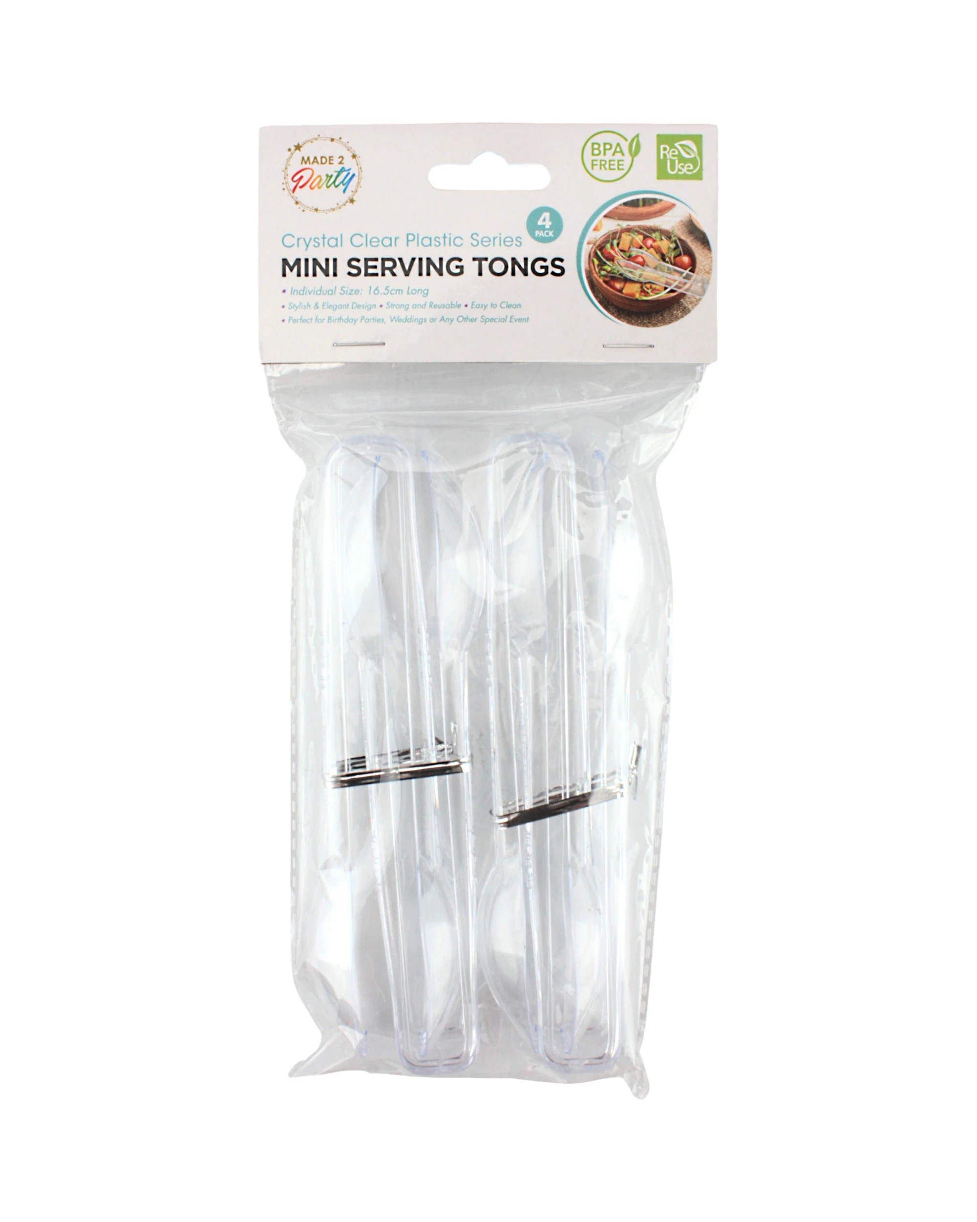 3 Spice Kitchen Mini Clear Plastic Salad Tongs Pack of 4 - Clear, 3 of 3