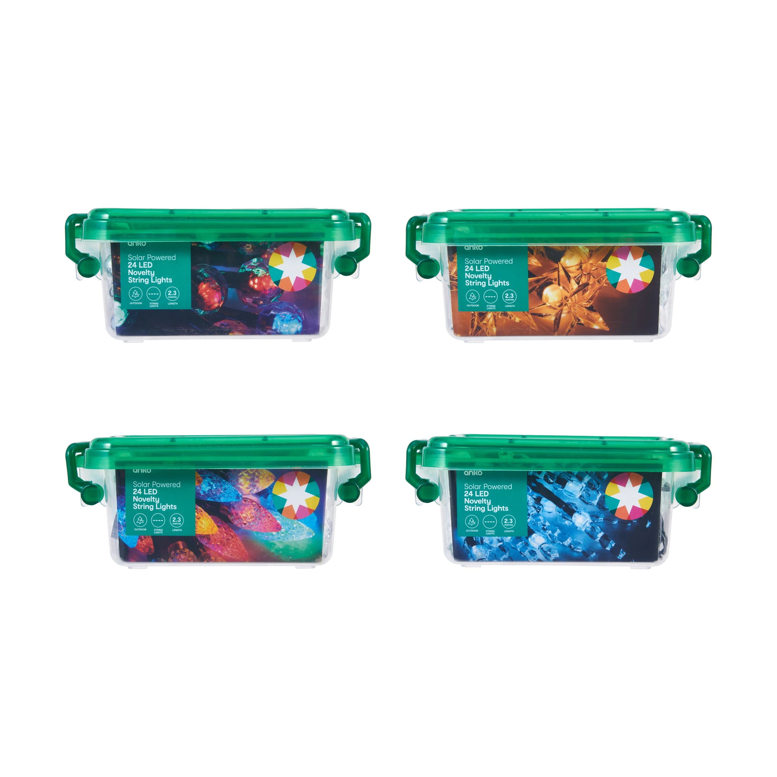 6 Solar Powered 24 LED Novelty String Lights - Assorted, 6 of 7