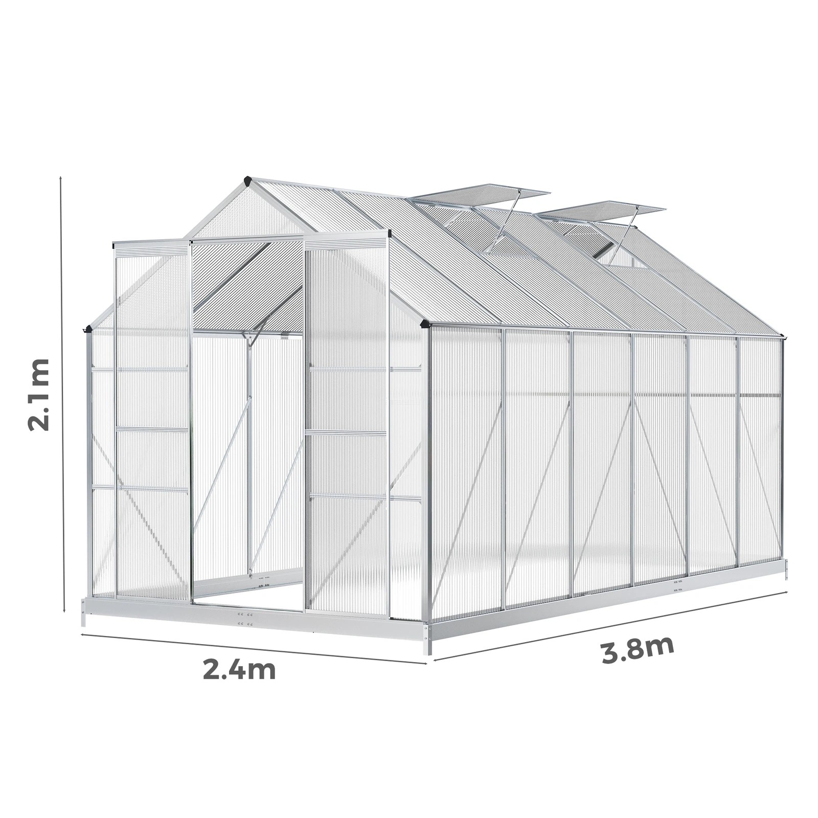 3 Alfordson Greenhouse Aluminium 2.4x3.8x2.1M - White, 3 of 7