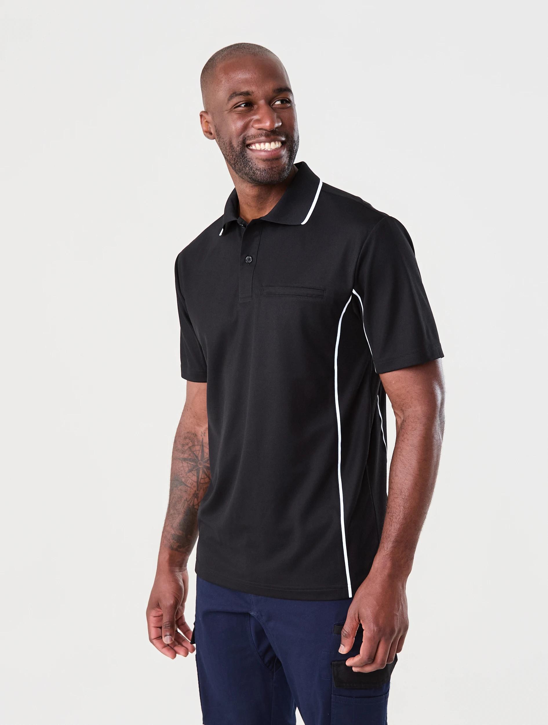 2 Workwear Short Sleeve Polo Shirt BLACK, 2 of 7