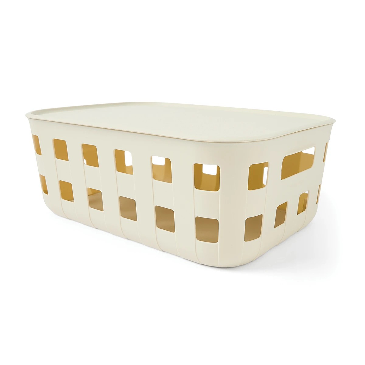 2 12L Rectangle Trellis Basket with Lid - Beige, 2 of 10