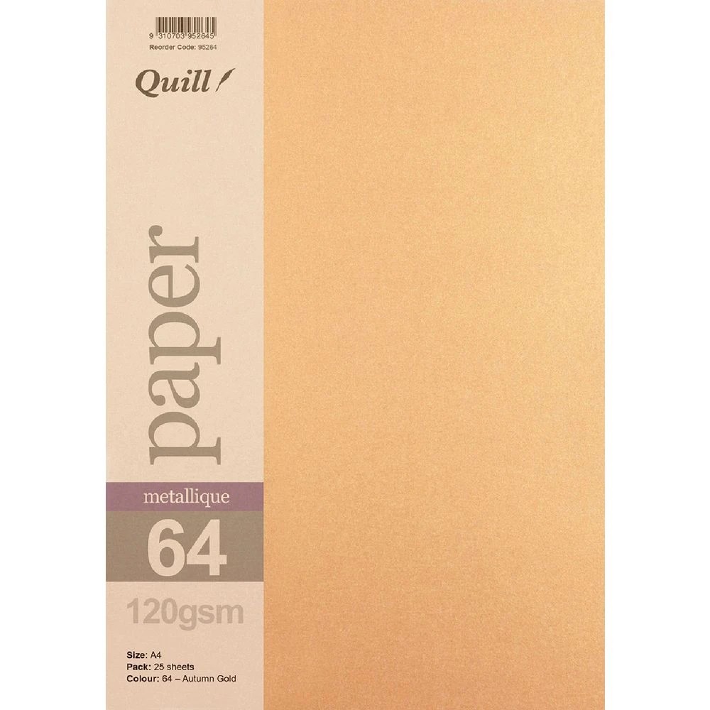 1 Quill A4 Paper Metallique Autumn Gold 25 Pack, 1 of 3