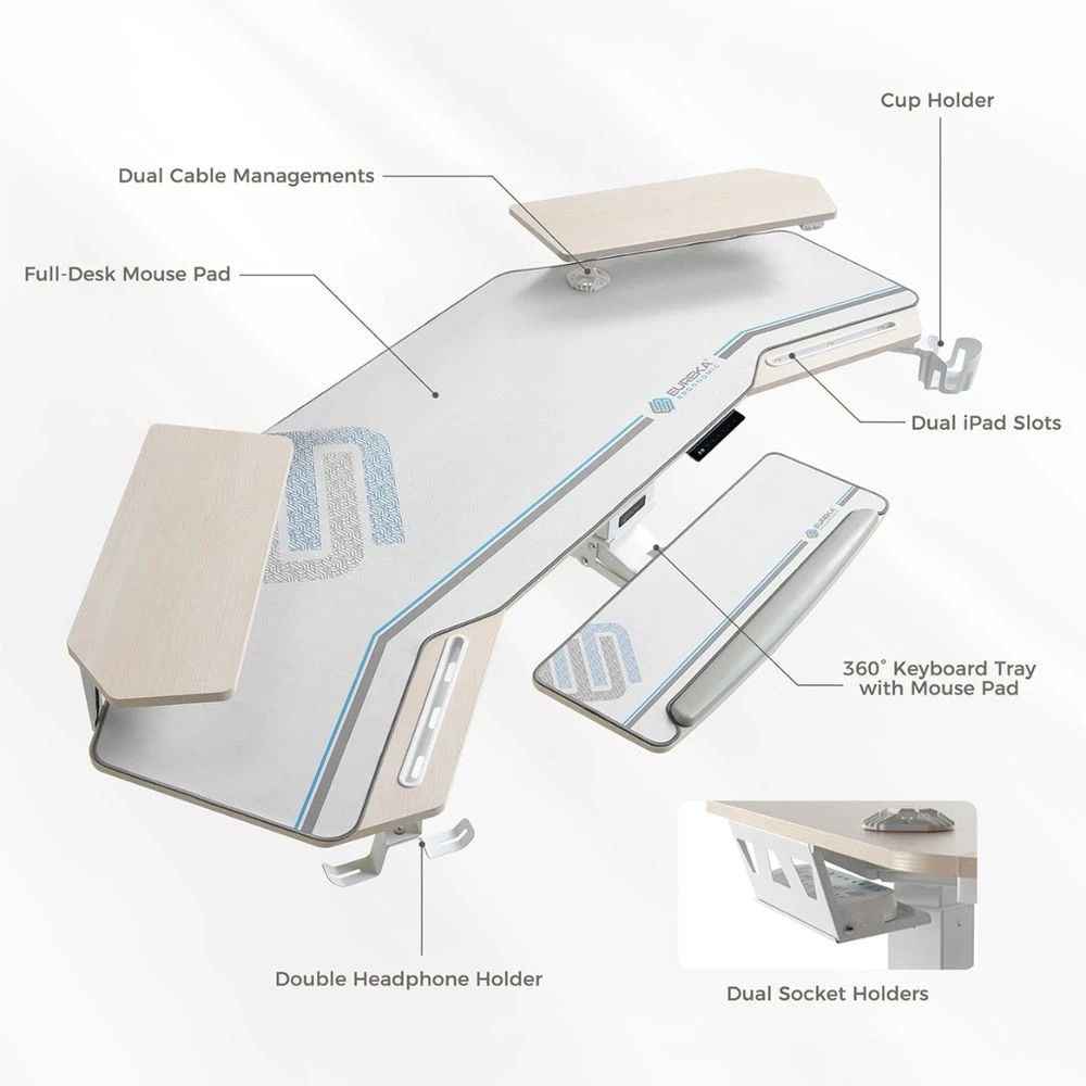 6 Eureka Wing-Shaped Sit Stand Desk White Desks, Tables and Workstations, 6 of 10