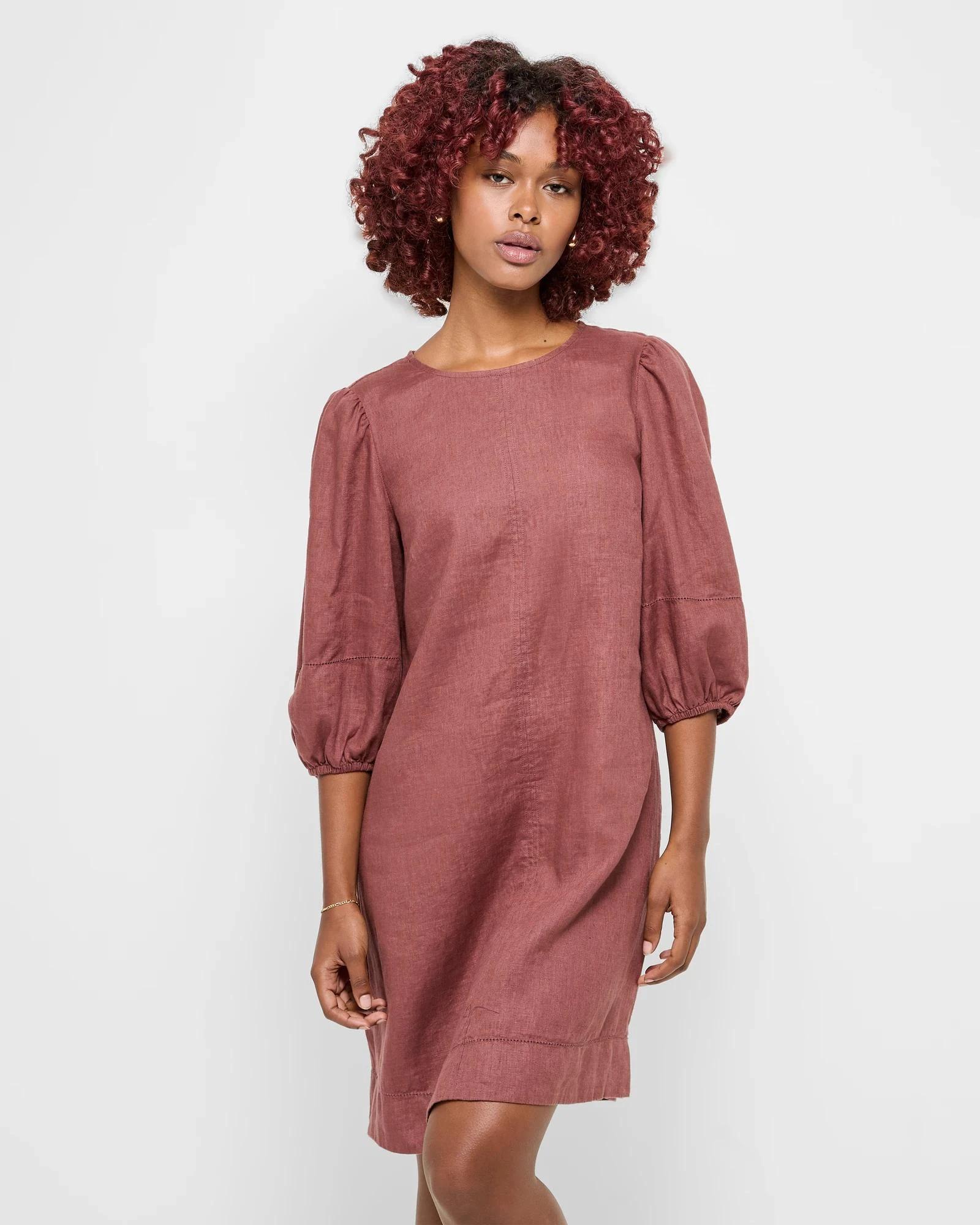 1 Target Petites Petites European Linen Mini Dress CAROB, 1 of 5