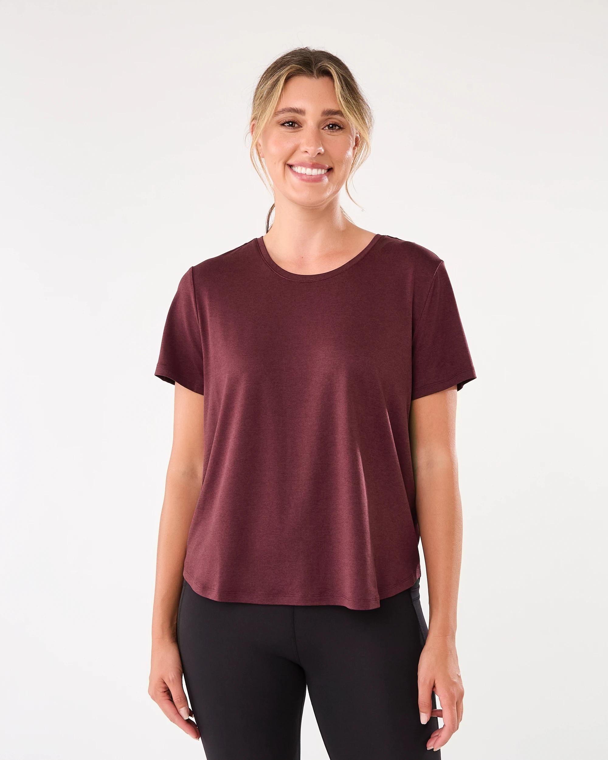 1 Active Womens Twist Back Studio T-shirt Royal Burg, 1 of 7