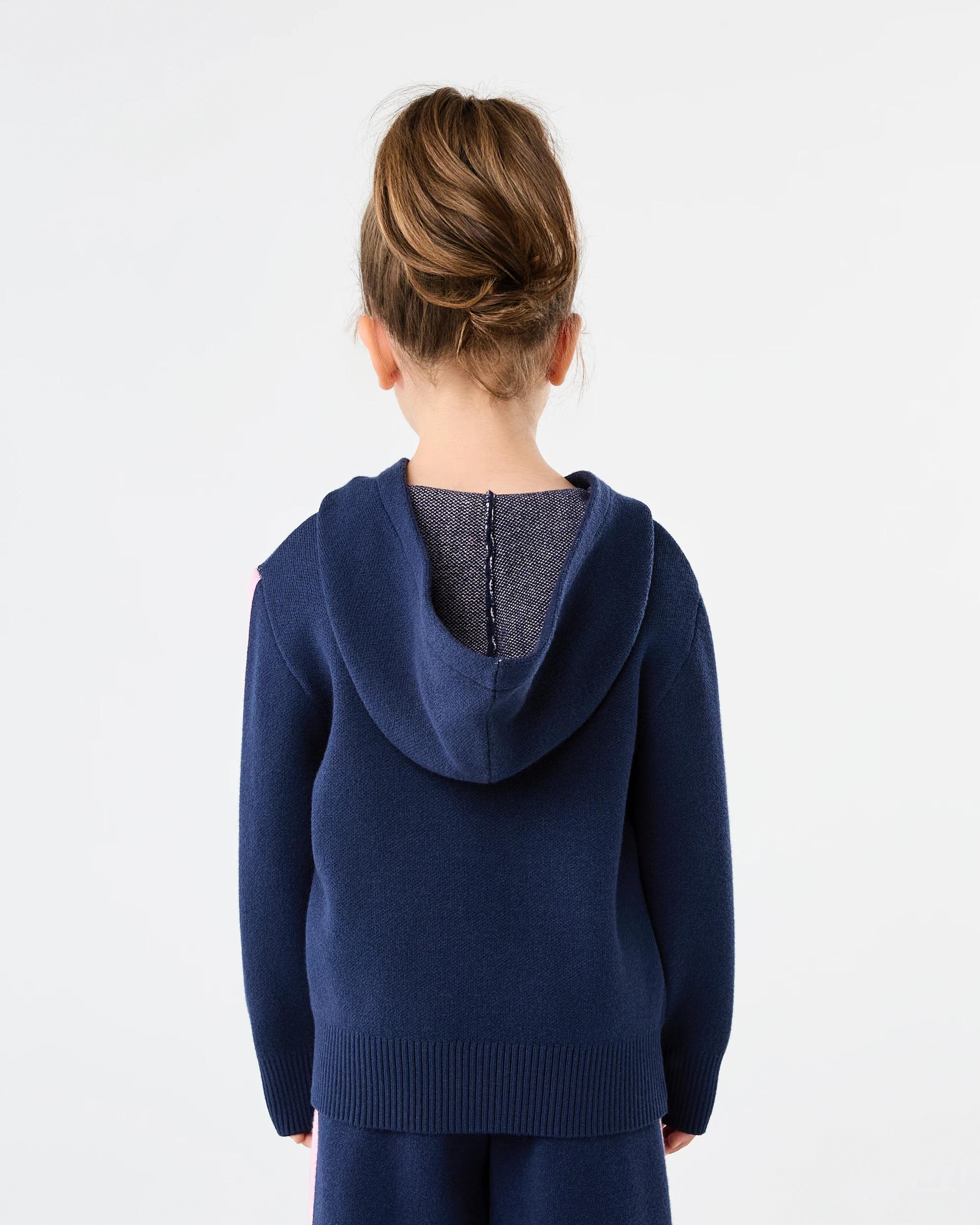 2 Bonded Knit Hoodie Dress Navy, 2 of 7