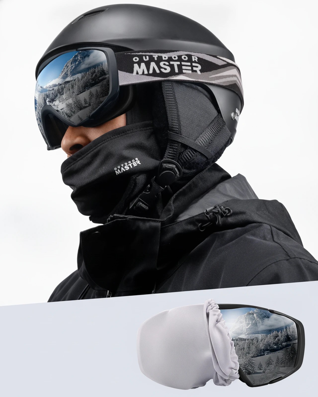 6 OutdoorMaster Adult Youth OTG Anti-Fog UV400 Goggles for Ski Snowboard - Black, 6 of 9