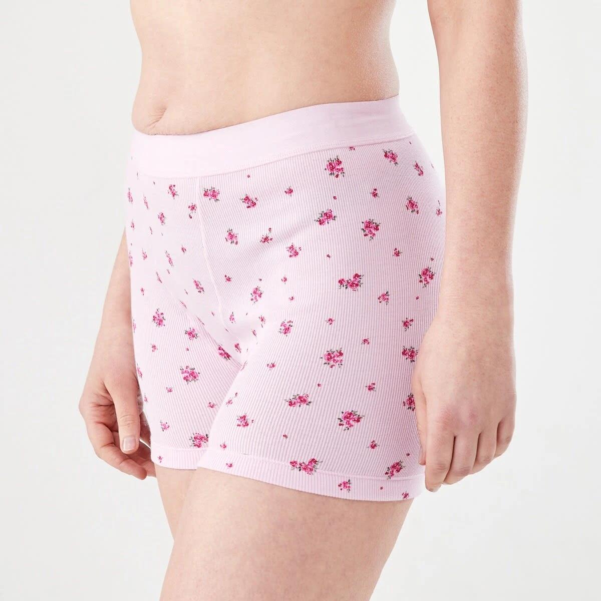 7 3 Pack Cotton Boyfriend Shorts PINK ROSE, WHITE, BRIGHT TURQUOISE, 7 of 9