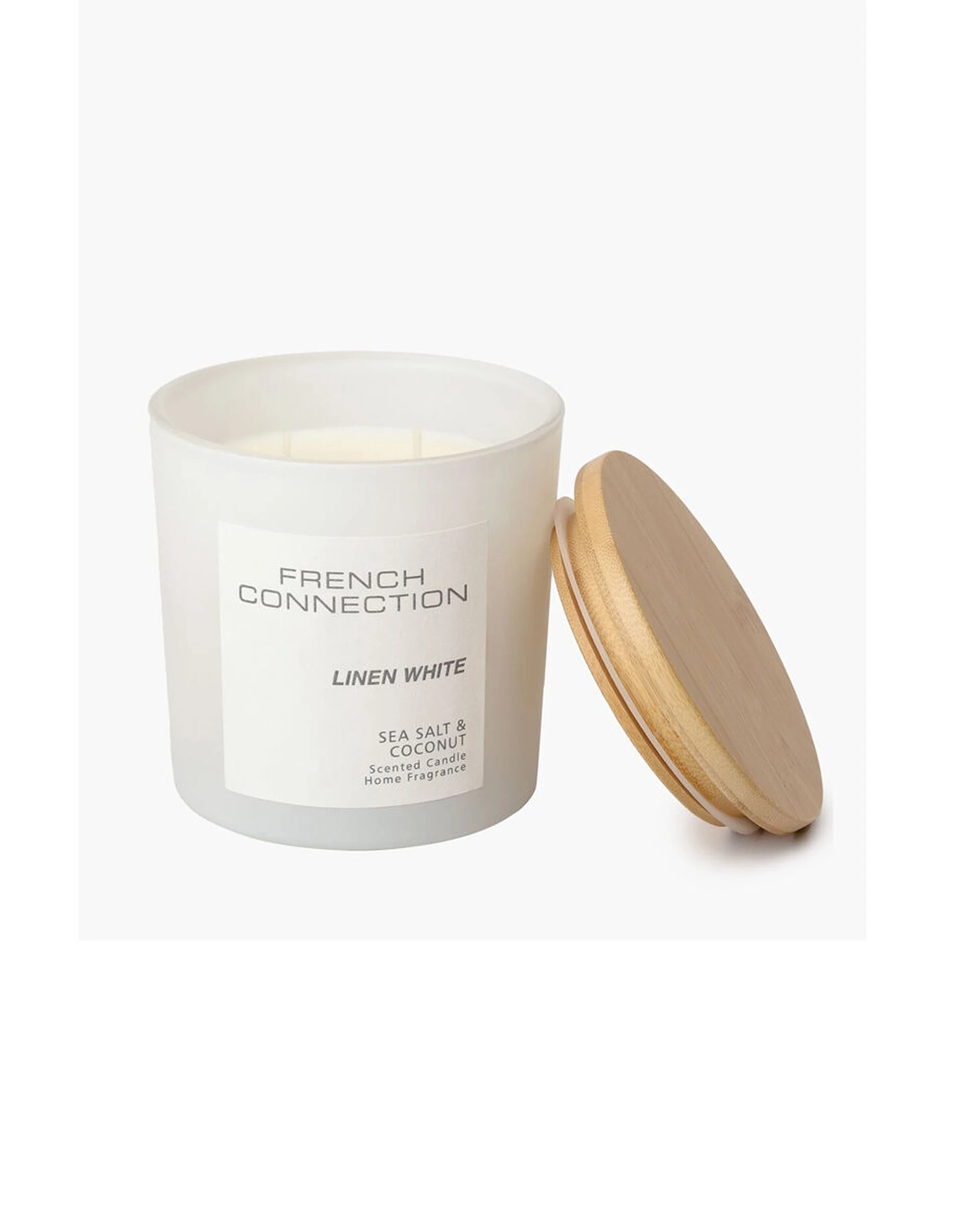 2 French Connection Linen Sea Salt & Coconut 2 Wick Large Candle 322g - White, 2 of 5
