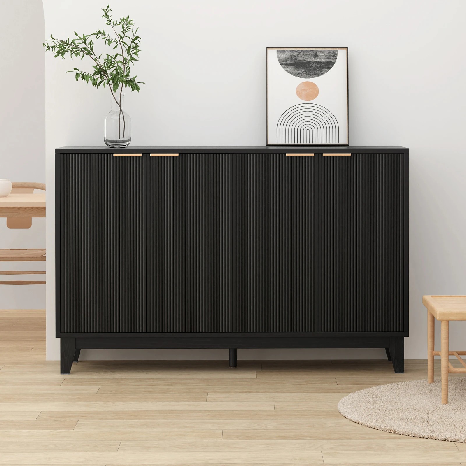 4 Alfordson Buffet Sideboard Storage Cabinet Kitchen Cupboard Hallway Table Shelf - Black, 4 of 10