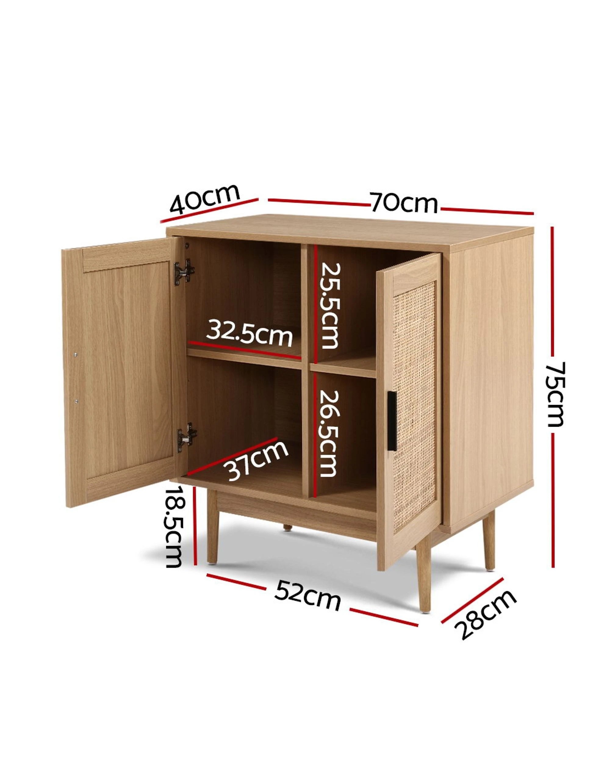 2 Artiss Rattan Buffet Sideboard 2 Doors
 - Brown, 2 of 3