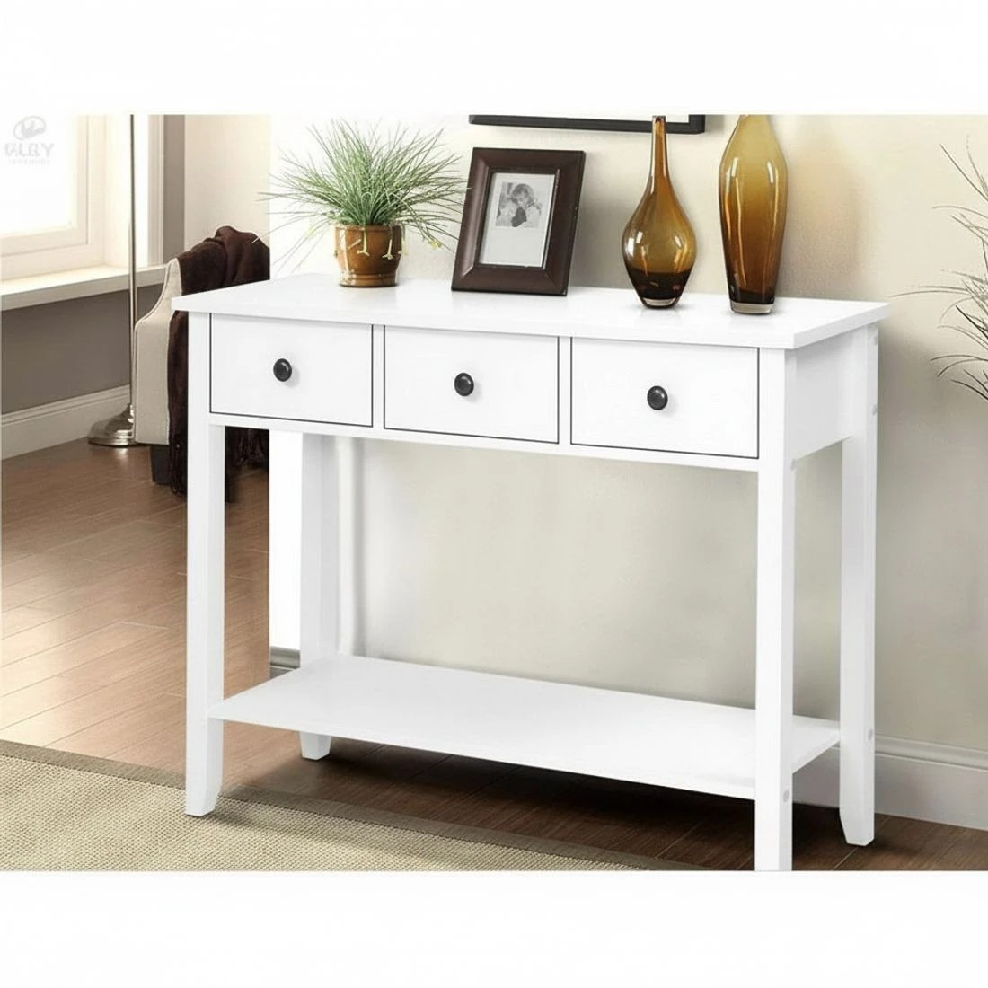 6 Artiss Console Table 3 Drawers 100CM White Chole - White, 6 of 8