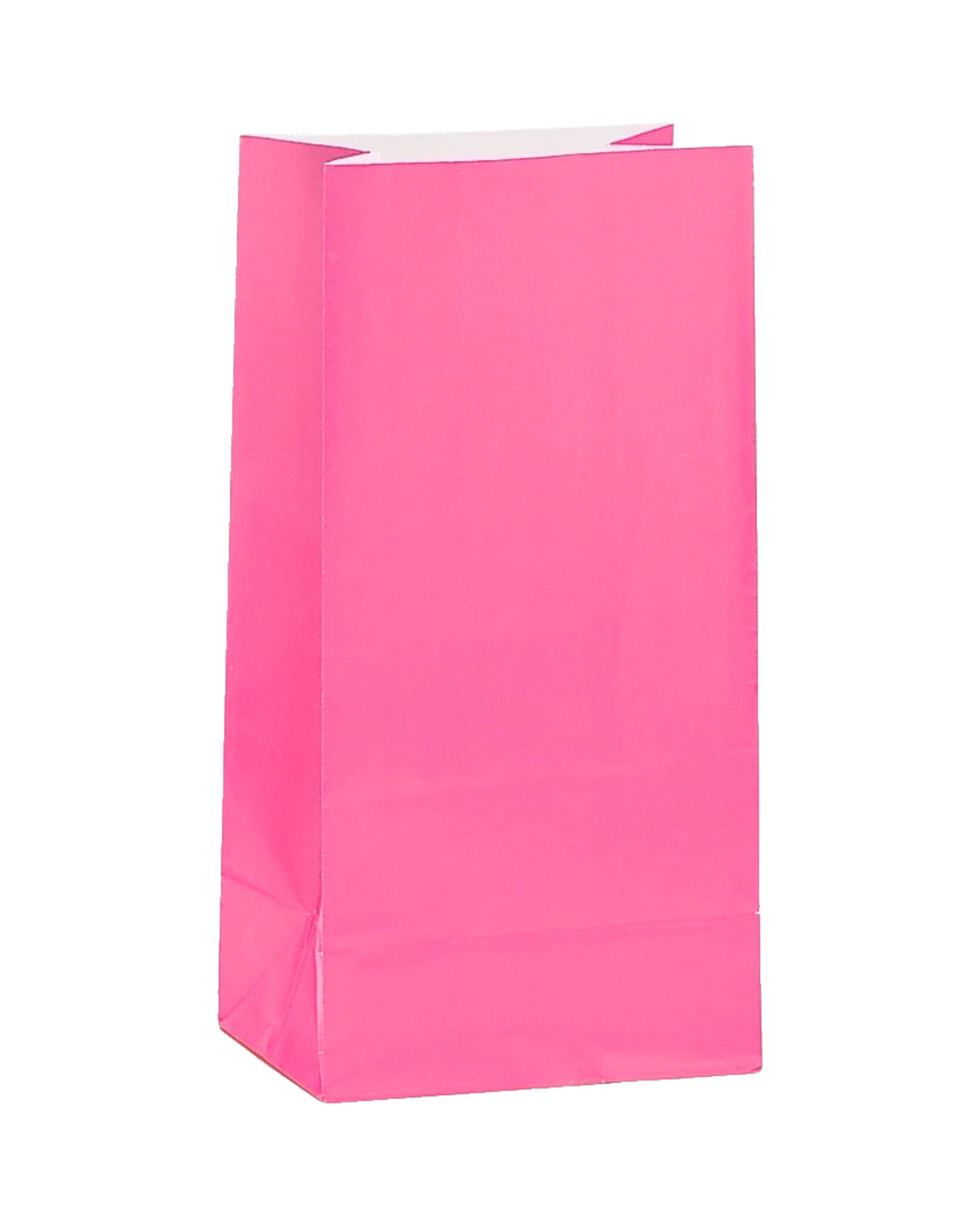 1 Unique Hot Pink Paper Party Bags Pack of 12 - Pink, 1 of 2