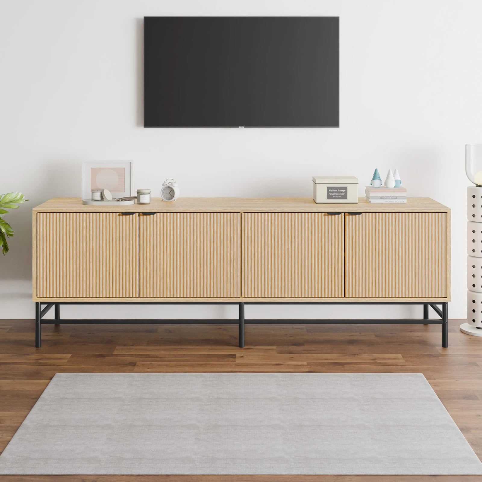 5 Alfordson Entertainment Unit TV Cabinet Stand 180cm Storage 4 Tiers Shelf - Oak, 5 of 10