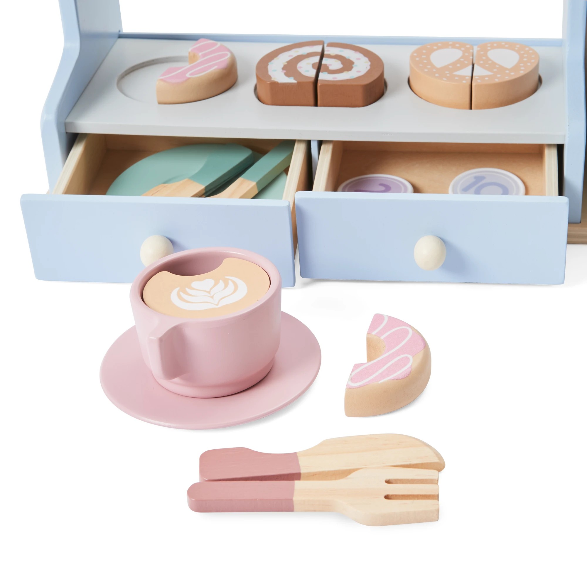 8 47 Piece Wooden Ice Cream and Coffee Shop Playset, 8 of 10