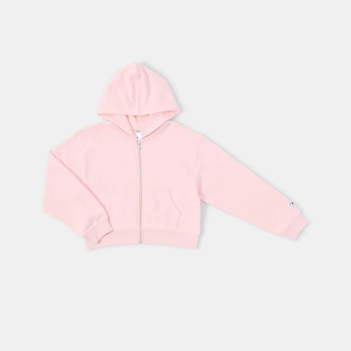 9 Cropped Zip Through Hoodie Pearl Pink, 9 of 10