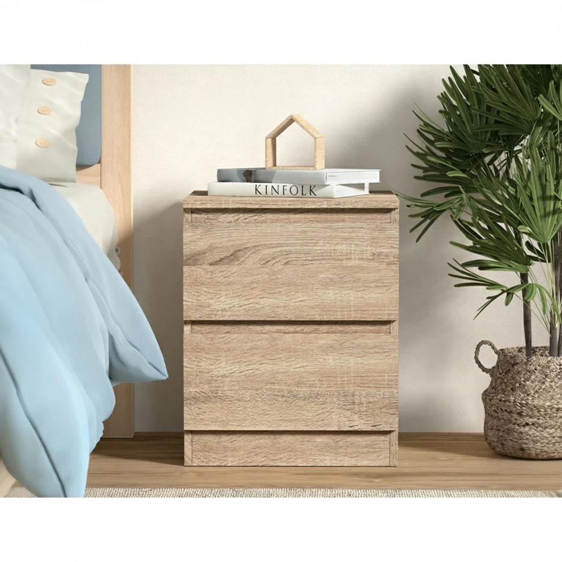 3 Artiss 2x Bedside Table 2 Drawers - Natural, 3 of 5