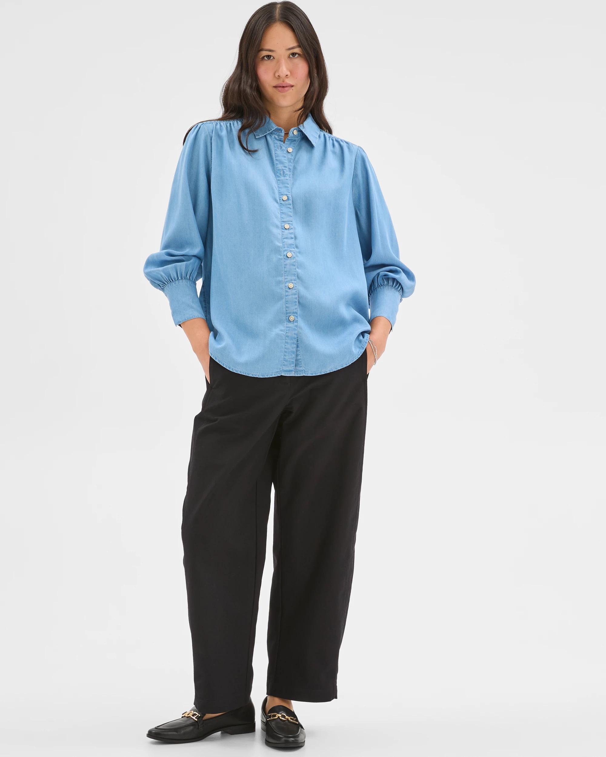 1 Target Woman Soft Button Through Shirt CHAMBRAY, 1 of 6
