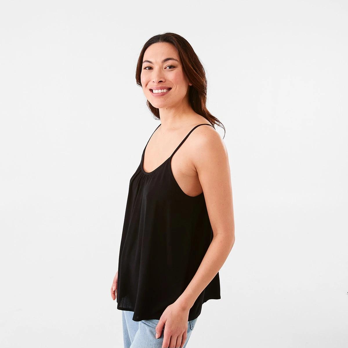 2 Sleeveless Gathered Cami Black, 2 of 6