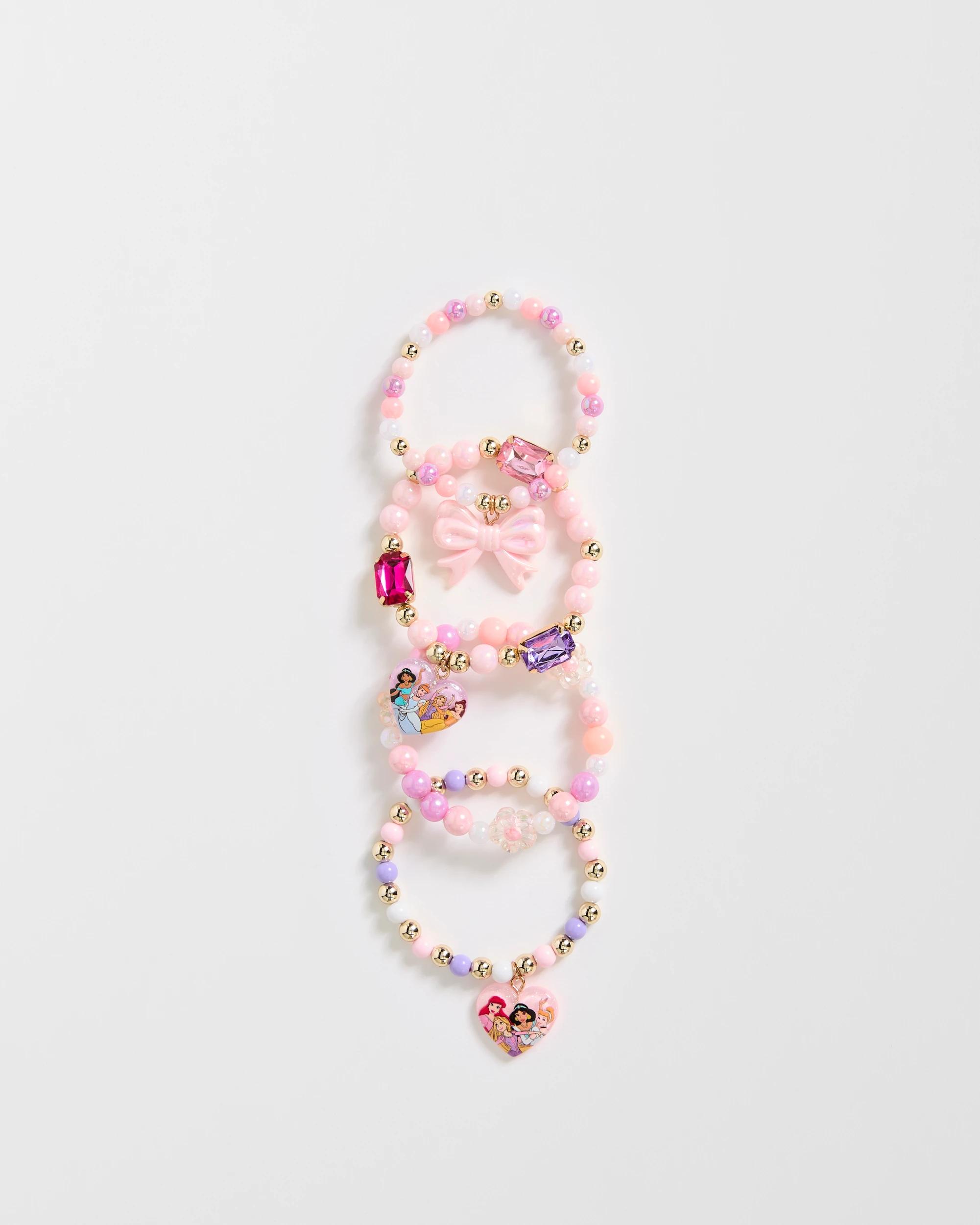 1 Disney Princess 4 Pack Stretch Bracelets PINK, 1 of 3