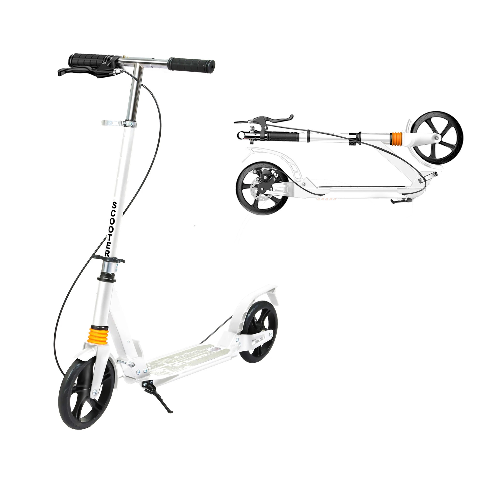 1 Monvelo Push Folding Kick Scooter Dual Big Wheels Colour - White, 1 of 8