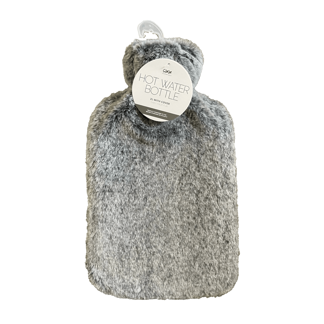 2 2L OXX Essentials Hot Water Bottle with Cover - Grey Faux Fur, 2 of 2