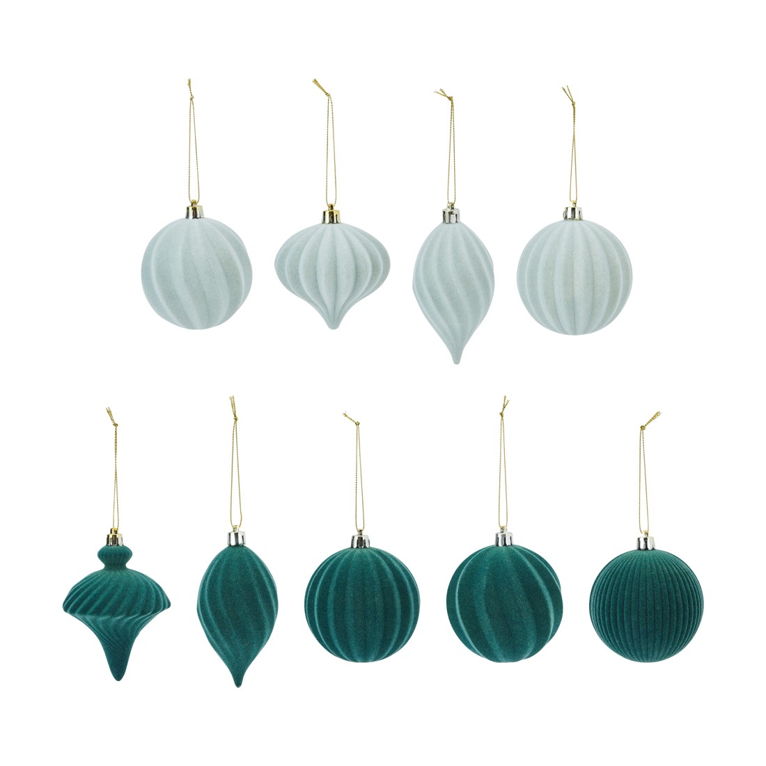 2 9 Pack Natural Flocked Hanging Decorations, 2 of 4