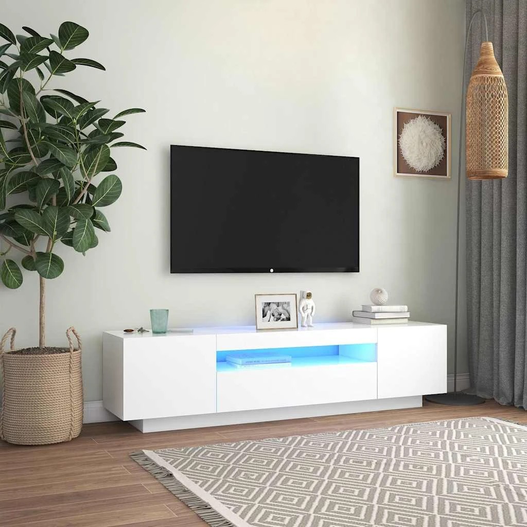 6 Vidaxl Tv Cabinet With Led Lights - White, 6 of 10
