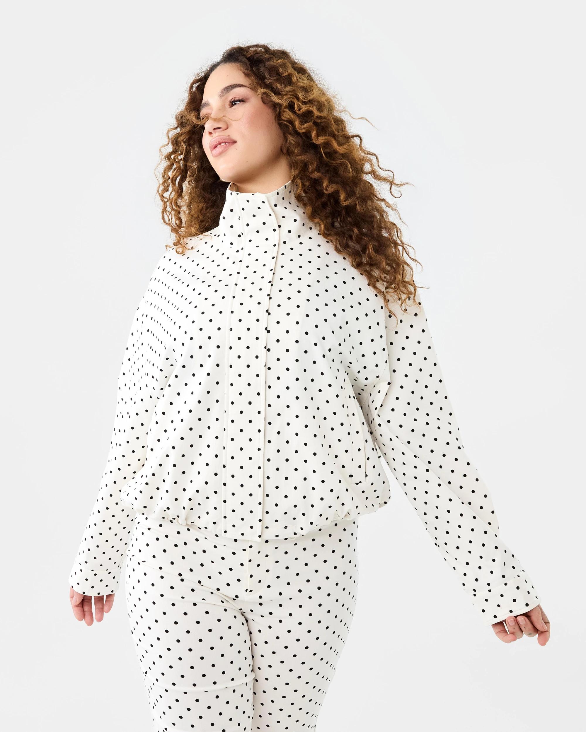 1 Spot Funnel Neck Jacket White Dot, 1 of 10