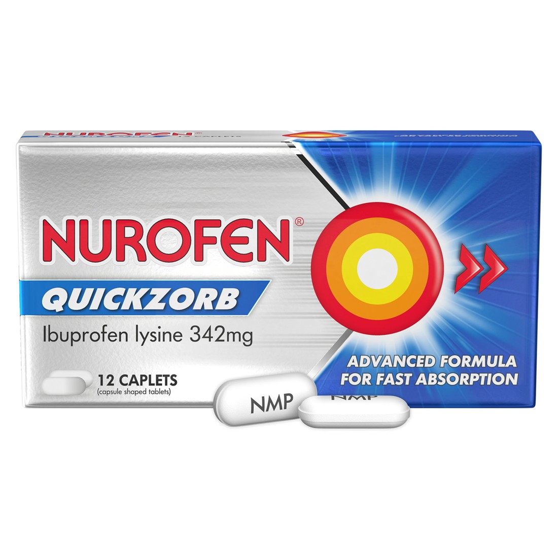 1 12 Pack Nurofen Quickzorb Ibuprofen Lysine 342mg Caplets, 1 of 10