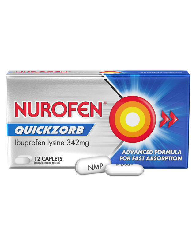 12 Pack Nurofen Quickzorb Ibuprofen Lysine 342mg Cap