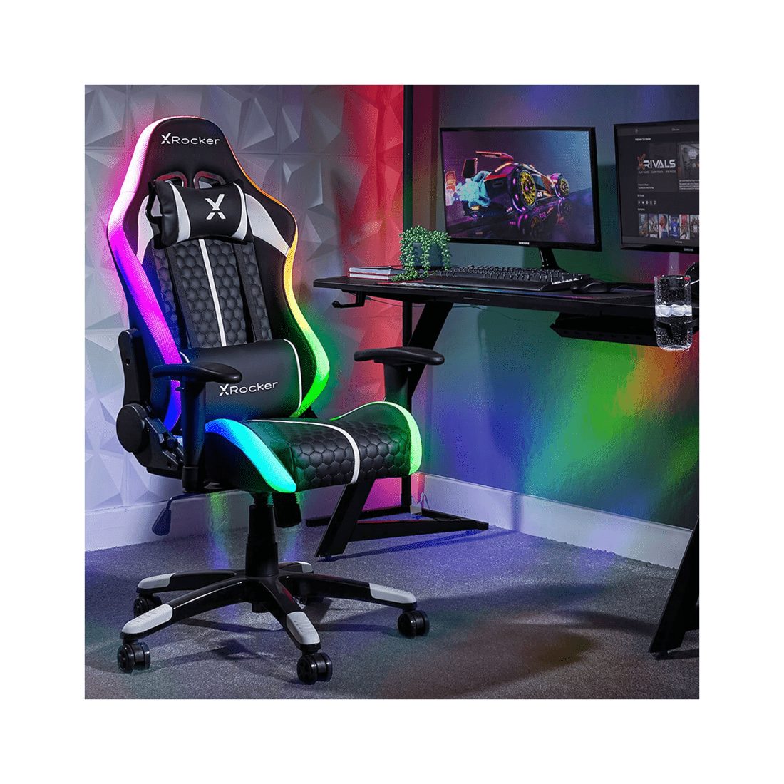 2 X Rocker Arteon Junior Esports Gaming Office Chair W/ Rgb
 - Black, 2 of 8