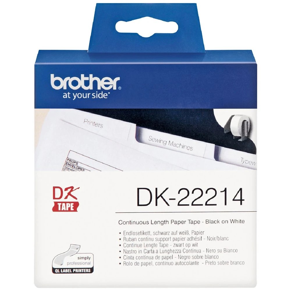 1 Brother DK 22214 Paper Tape 12mm wide Black on White, 1 of 1