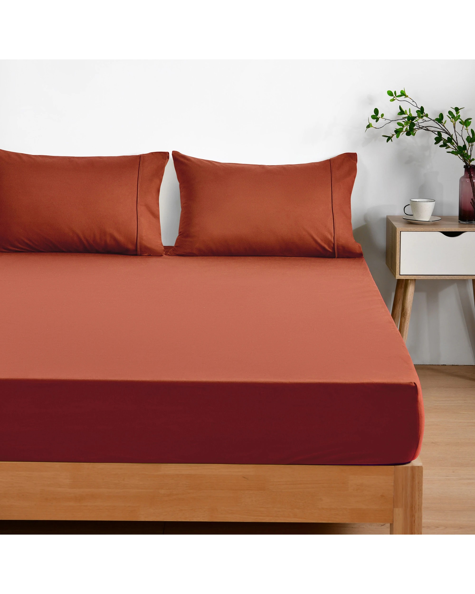 2 Dreamaker Micro Flannel Combo Fitted Sheet Set - King Single Bed - Sienna, 2 of 6