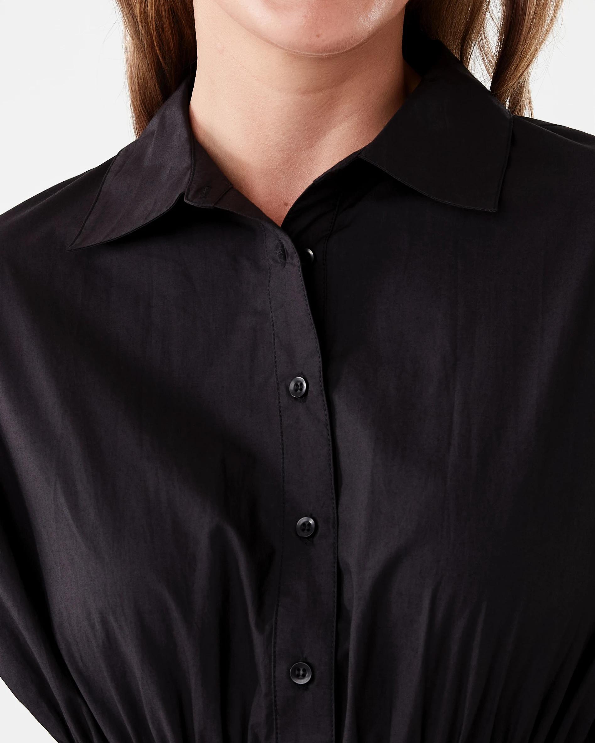 4 Long Sleeve Shirred Waist Shirt Black, 4 of 6